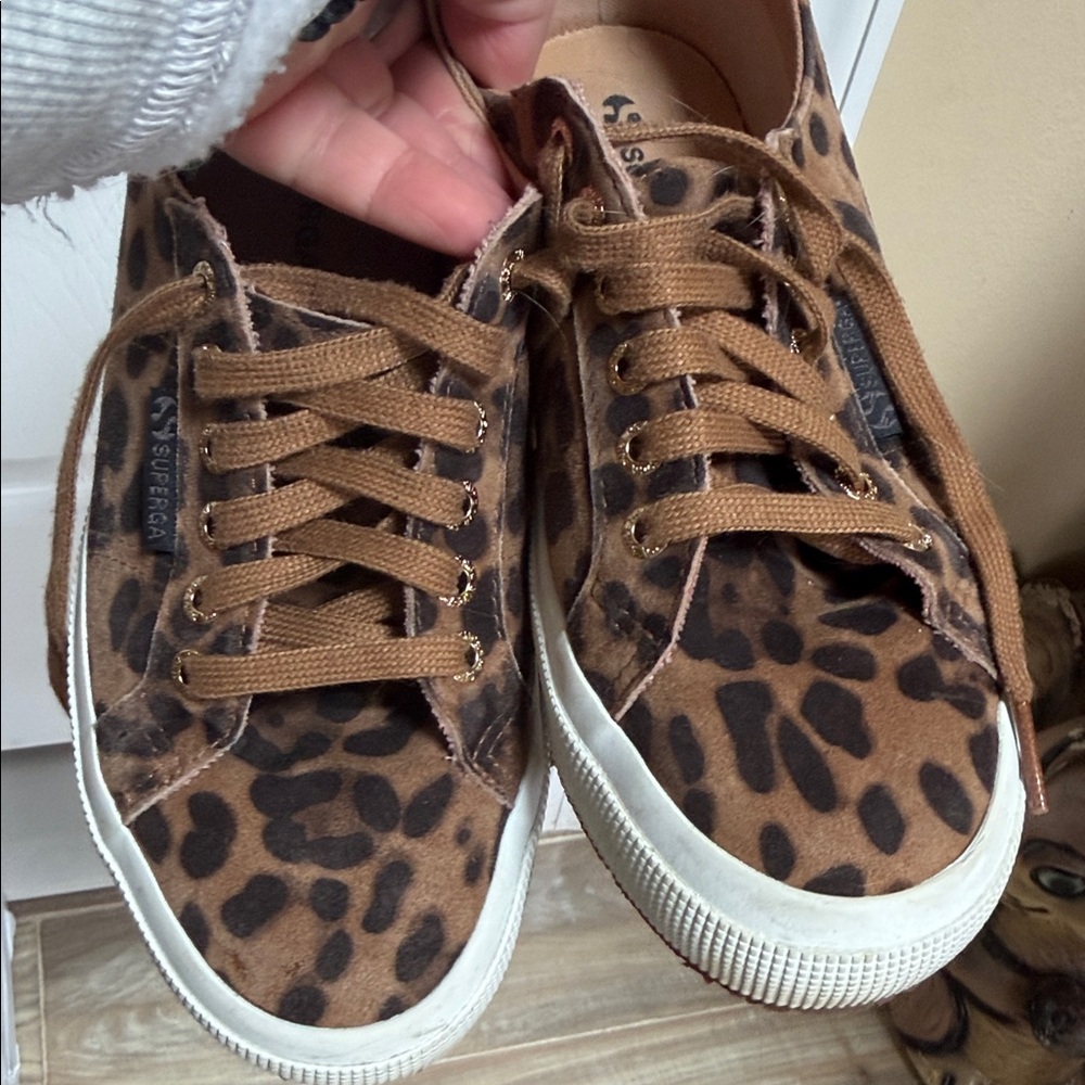 Superga Brown and Black Animal Print Sneakers - Picture 4 of 4